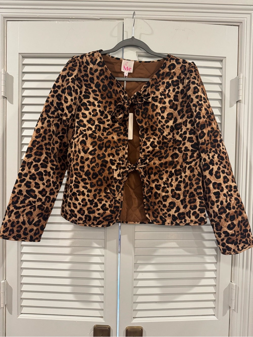 So Me Leopard-Trimmed Quilted Jacket - Brown/Black